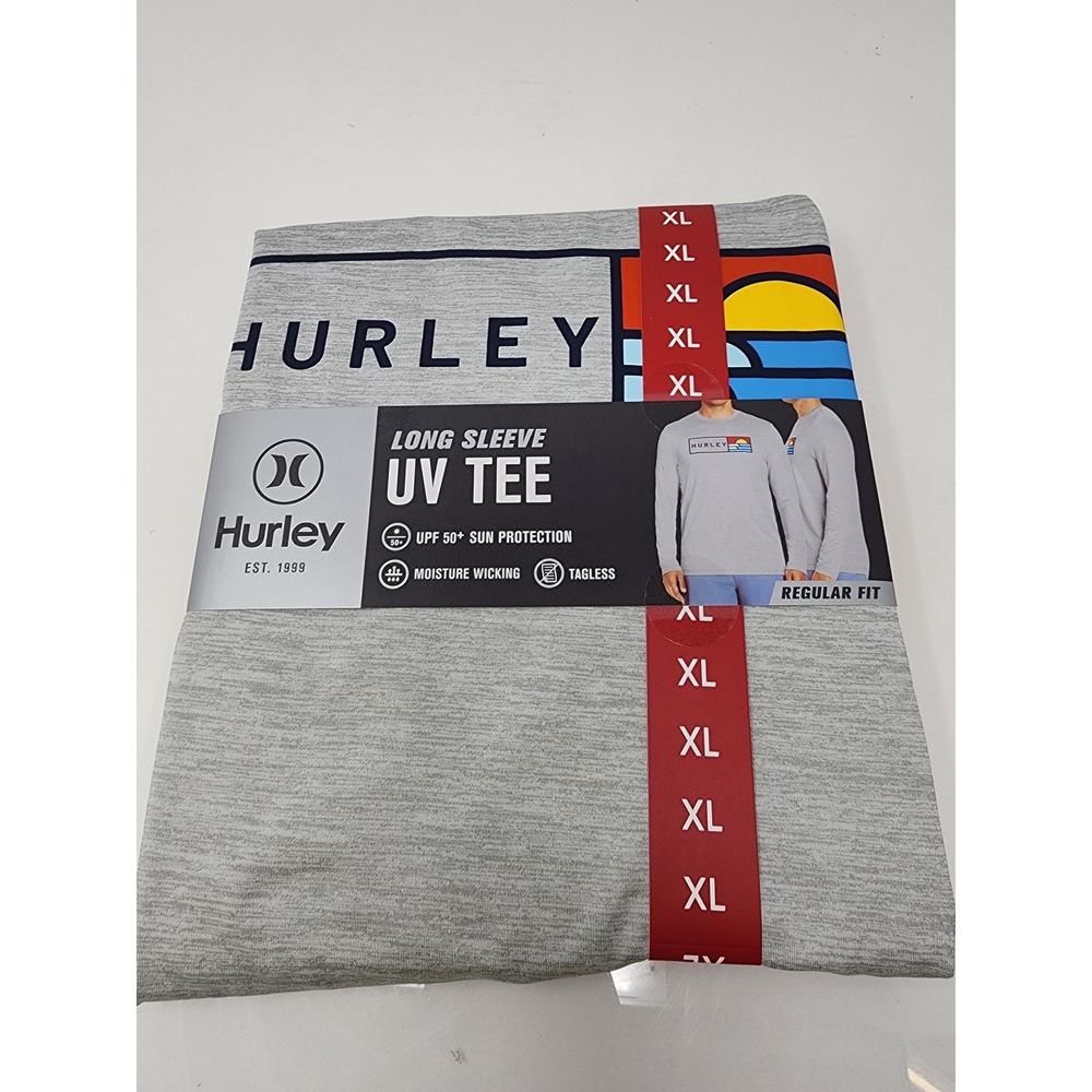 Hurley Mens Long Sleeve UV Tee Gray Polyester Blend Athletic Size XL